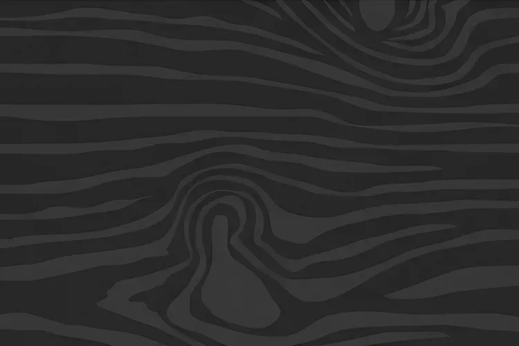 Dark, abstract wood-grain pattern with flowing curved lines in black and charcoal tones.
